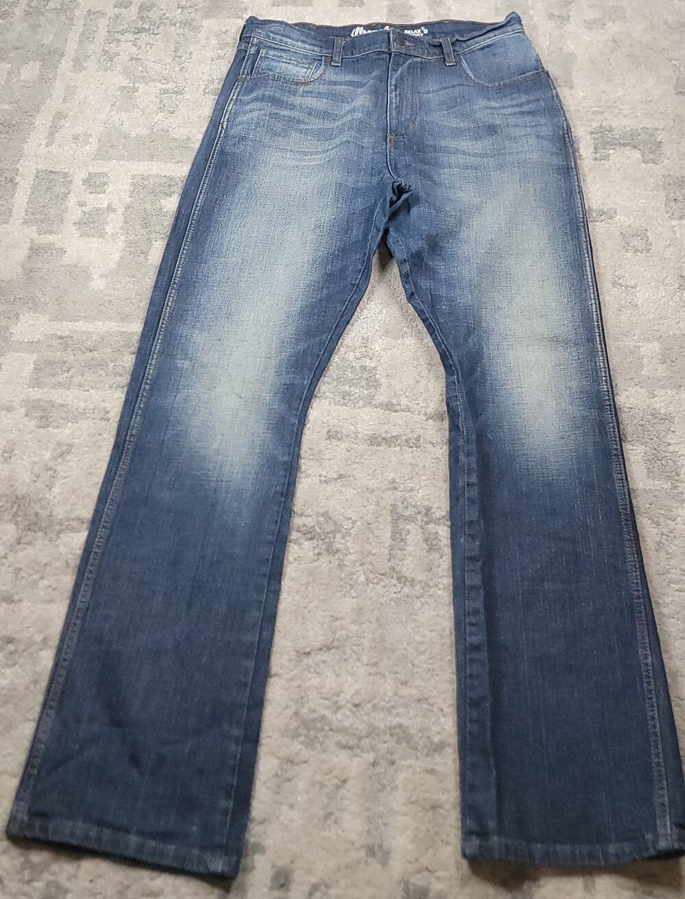 Wrangler Mens Retro Relaxed Fit Bootcut Workwear Blue Denim Jeans Size 36x34